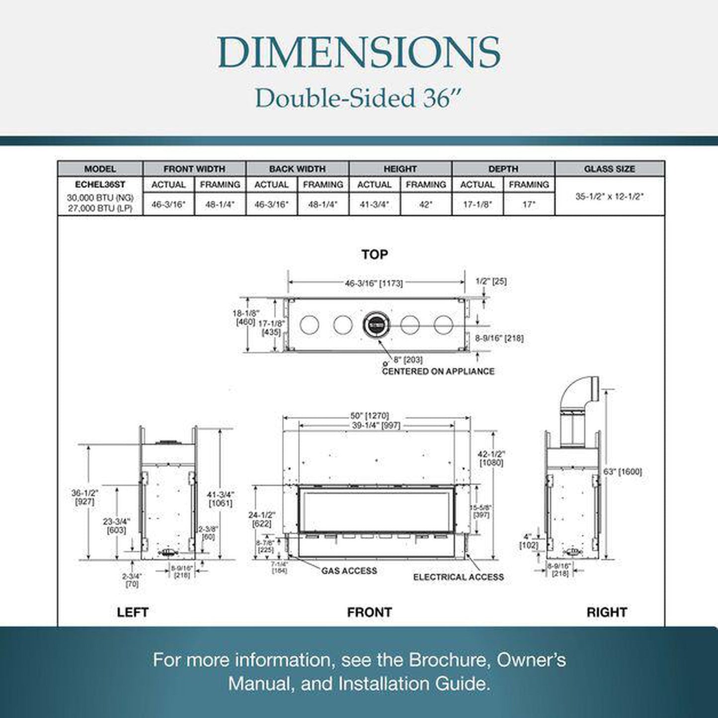Majestic Echelon II See-Through 36" Linear Contemporary Direct Vent Natural Gas Fireplace With IntelliFire Touch Ignition System