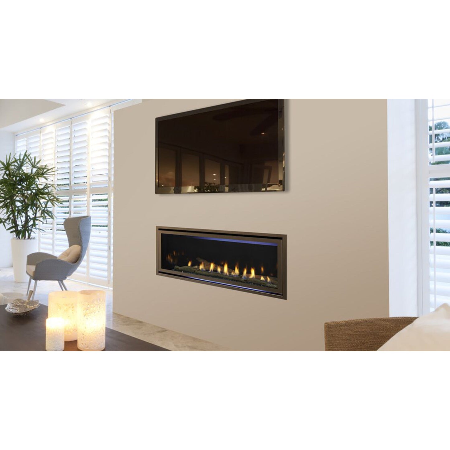 Majestic Jade 42" Linear Contemporary Direct Vent Natural Gas Fireplace With IntelliFire Touch Ignition System
