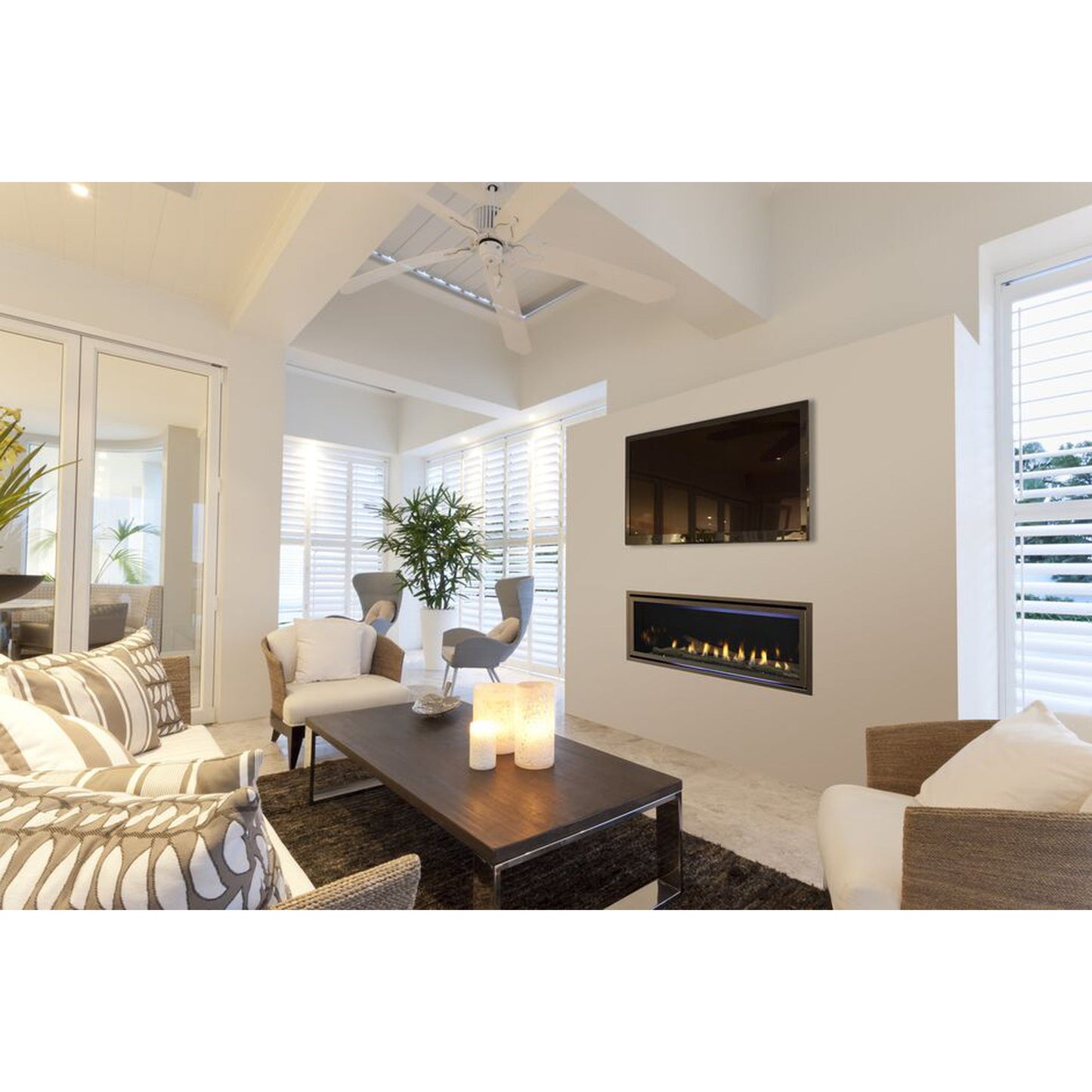 Majestic Jade 42" Linear Contemporary Direct Vent Natural Gas Fireplace With IntelliFire Touch Ignition System
