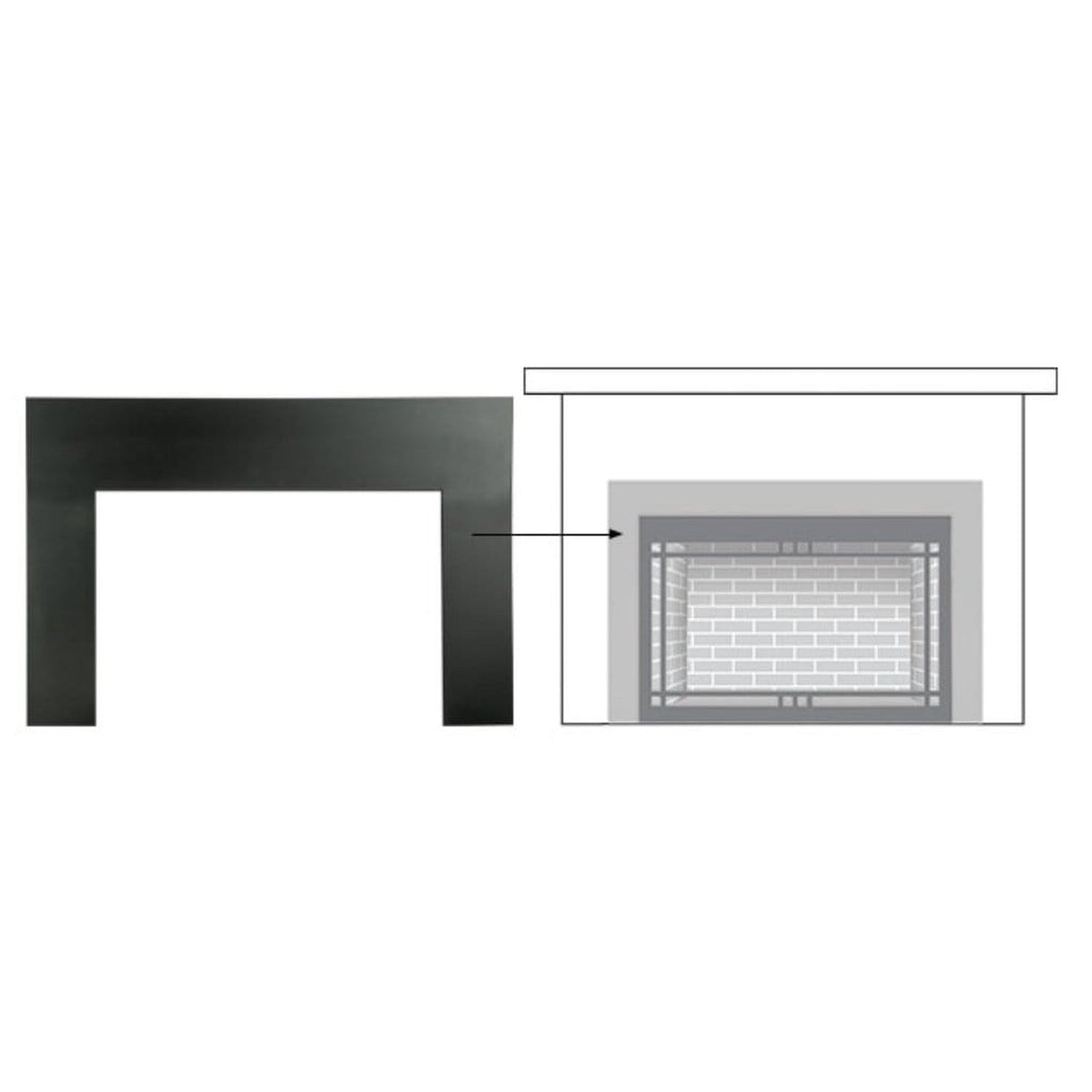 Majestic 42" x 2" Medium Black Metal Surround for Jasper, Ruby and Trilliant 30" Gas Fireplace Inserts