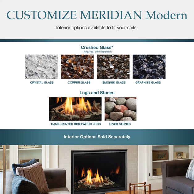 Majestic Meridian Modern 36" Traditional/Contemporary Top Direct Vent Natural Gas Fireplace With IntelliFire Touch ignition System