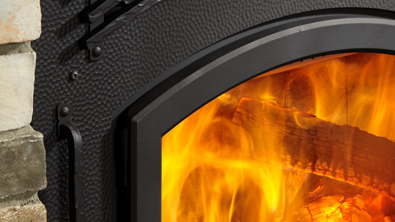 Majestic Pioneer II 40" Traditional Wood Burning Fireplace With Classic Black Front and Single Arch Door