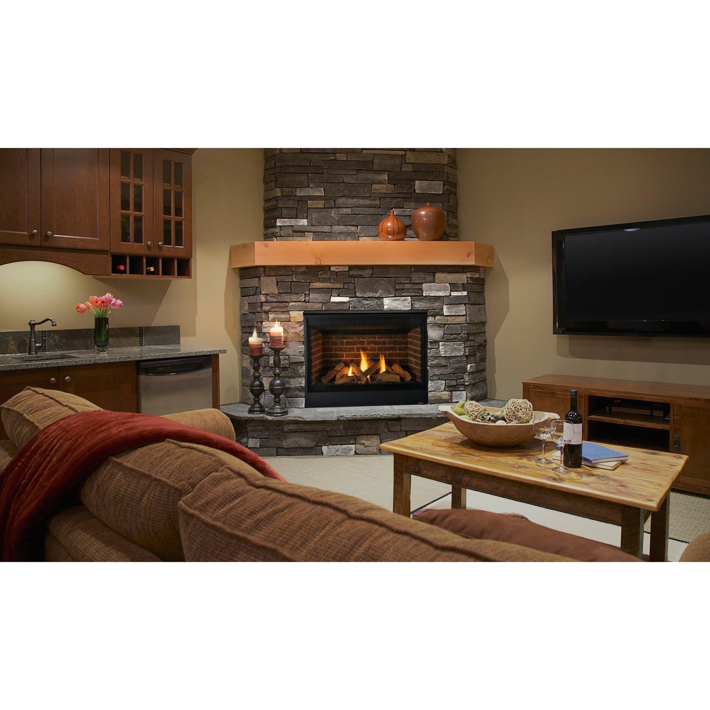Majestic Quartz 42" Traditional Top/Rear Direct Vent Propane Gas Fireplace With IntelliFire Touch Ignition System