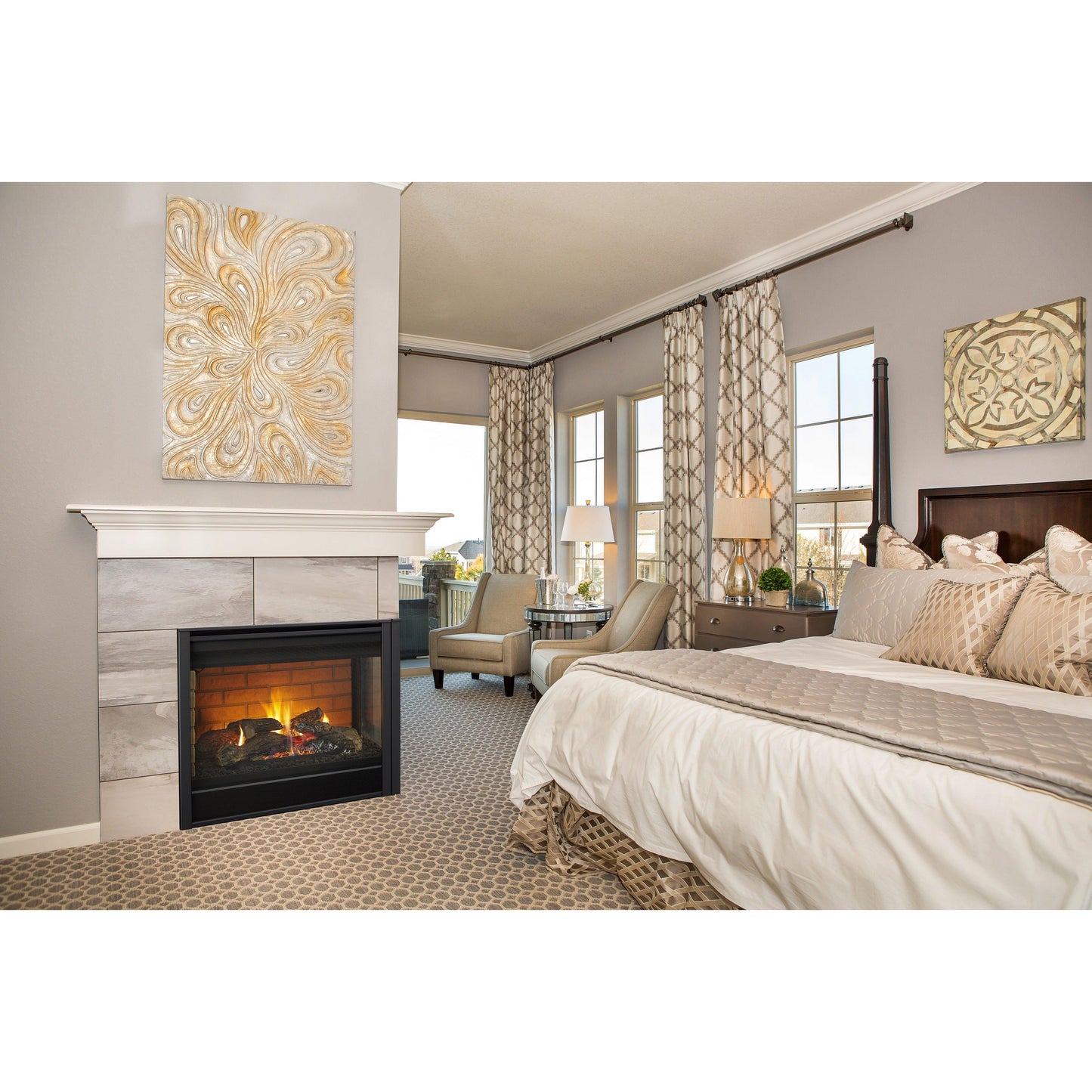 Majestic Right Corner 36" Traditional Direct Vent Natural Gas Fireplace With IntelliFire Touch Ignition System