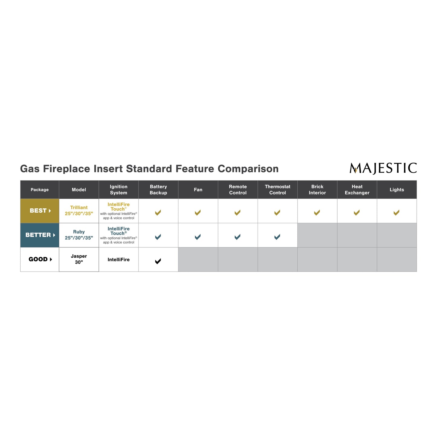 Majestic Ruby 30" Traditional Direct Vent Natural Gas Fireplace Insert With IntelliFire Touch Ignition System