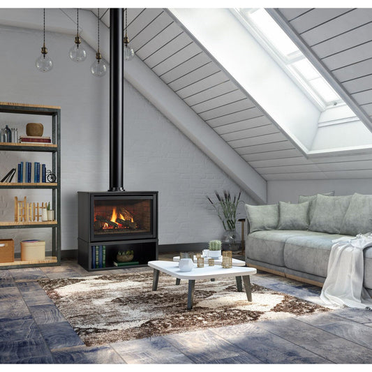 Majestic Trilliant 30" Traditional Direct Vent Freestanding Gas Fireplace With Steel Cabinet and IntelliFire Touch Ignition System