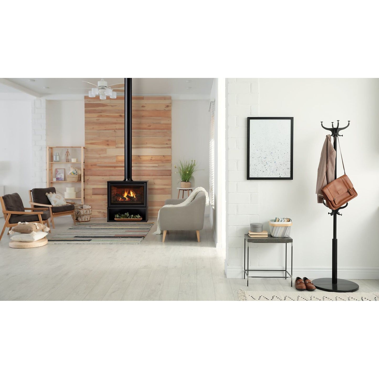 Majestic Trilliant 30" Traditional Direct Vent Freestanding Gas Fireplace With Steel Cabinet and IntelliFire Touch Ignition System