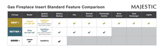 Majestic Trilliant Small 25" Traditional Direct Vent Propane Gas Fireplace Insert With IntelliFire Touch Ignition System