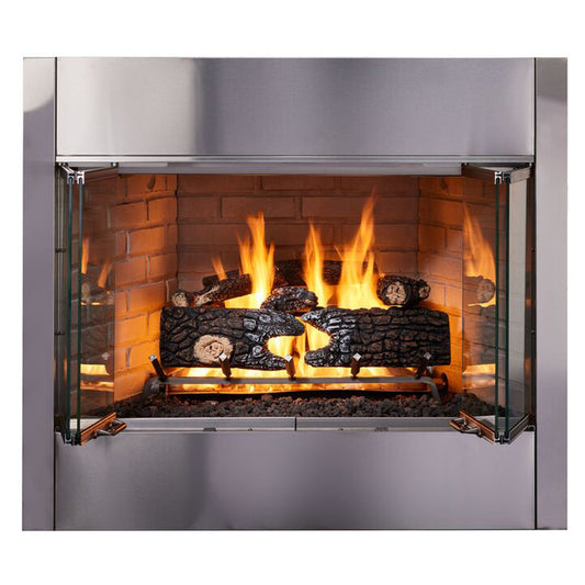 Majestic Villawood 42" Traditional Outdoor Wood Burning Fireplace With Traditional Refractory