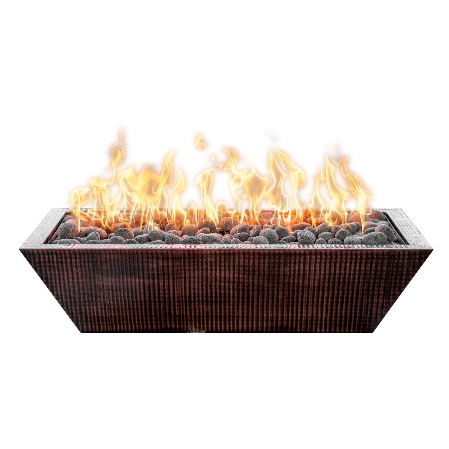 Linear Maya Hammered Copper Fire Bowl by The Outdoor Plus - Free Cover Included