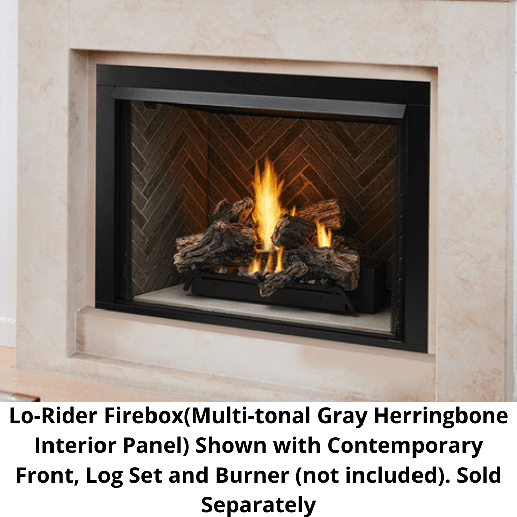 Monessen Lo-Rider 36" Clean Face Vent Free Gas Firebox With Multi-tonal Brown Stacked Traditional Fiber Interior Panels
