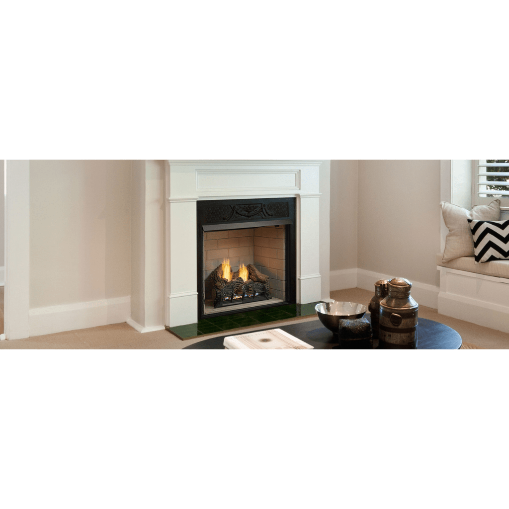 Monessen Lo-Rider 36" Clean Face Vent Free Gas Firebox With Multi-tonal Gray Stacked Traditional Fiber Interior Panels