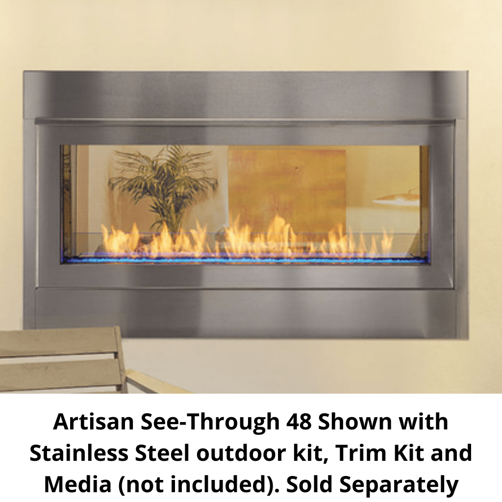 Monessen Artisan 48" Vent Free See-Through Liquid Propane Gas Linear Fireplace With IPI Plus Ignition