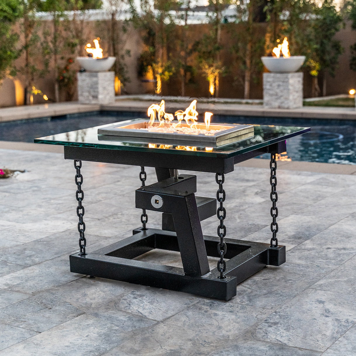 Newton Powder Coated Fire Pit Chain Support by The Outdoor Plus - Free Cover Included