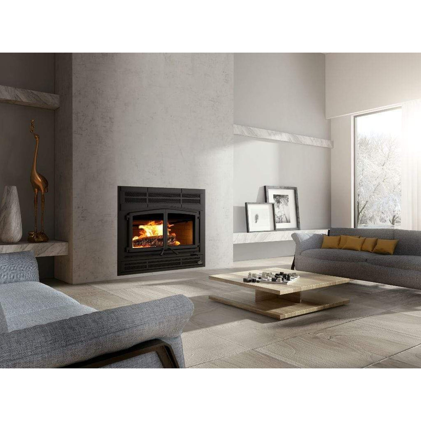 Osburn Horizon Wood Fireplace With 4 Length of 6" x 36" Chimney