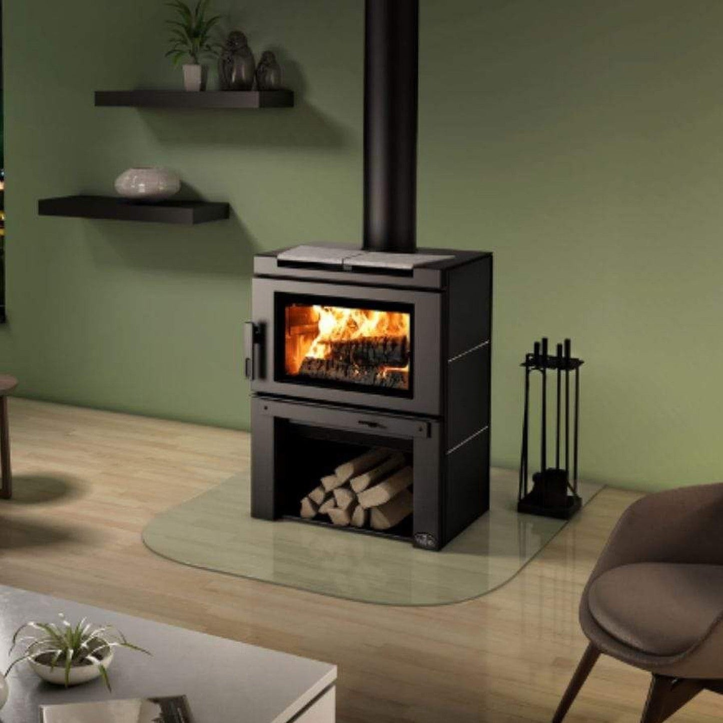 Osburn Matrix Wood Stove With Black Side Panels Kit & 2-Units Soapstone Panel Top
