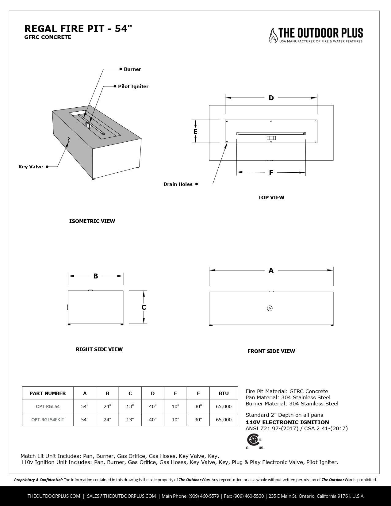Regal Concrete Fire Pit by The Outdoor Plus - Free Cover Included