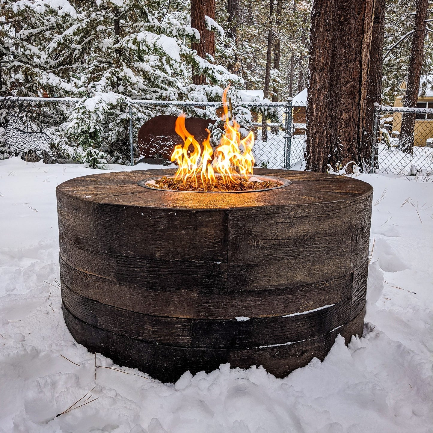 Sequoia Wood Grain Concrete Fire Pit by The Outdoor Plus - Free Cover Included