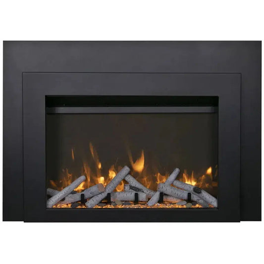 Sierra Flame by Amantii Insert Series 30" Electric Fireplace Insert With Black Steel Surround and Overlay
