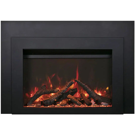 Sierra Flame by Amantii Insert Series 34" Electric Fireplace Insert With Black Steel Surround and Overlay