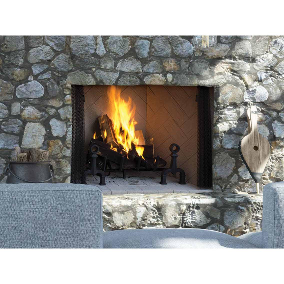 Superior WRT4542 42" Traditional Vented Wood Burning Fireplace With White Herringbone Refractory Panels
