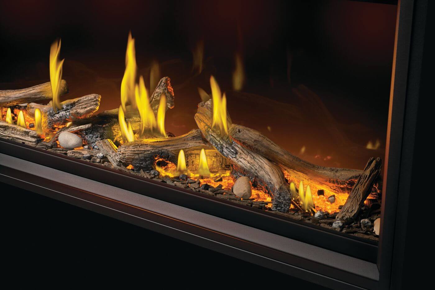 Napoleon Tall Linear Vector 62" Single Sided Direct Vent Natural Gas Fireplace With Luminous Logs