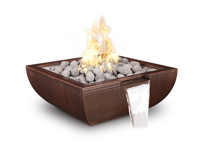 Avalon Hammered Copper Fire & Water Bowl by The Outdoor Plus - Free Cover Included