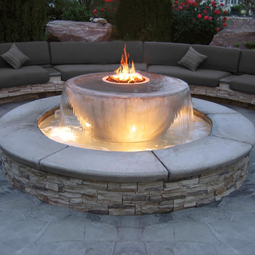 38" Sedona 360° Spill Concrete Fire & Water Bowl by The Outdoor Plus - Free Cover Included