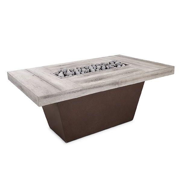 Tacoma Wood Grain Concrete and Steel Fire Table by The Outdoor Plus - Free Cover Included