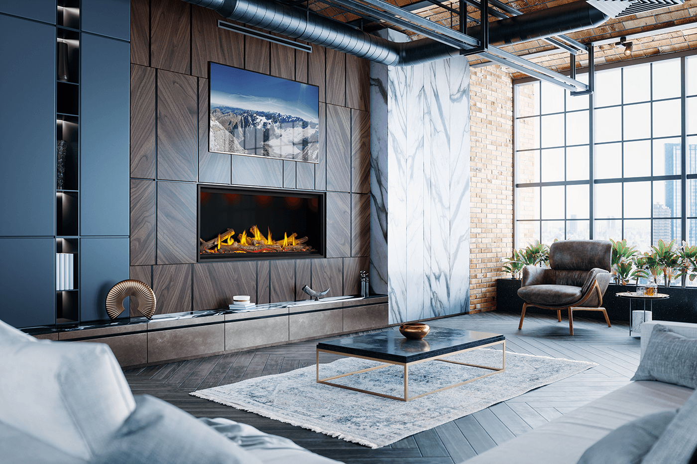 Napoleon Tall Linear Vector 62" Single Sided Direct Vent Natural Gas Fireplace