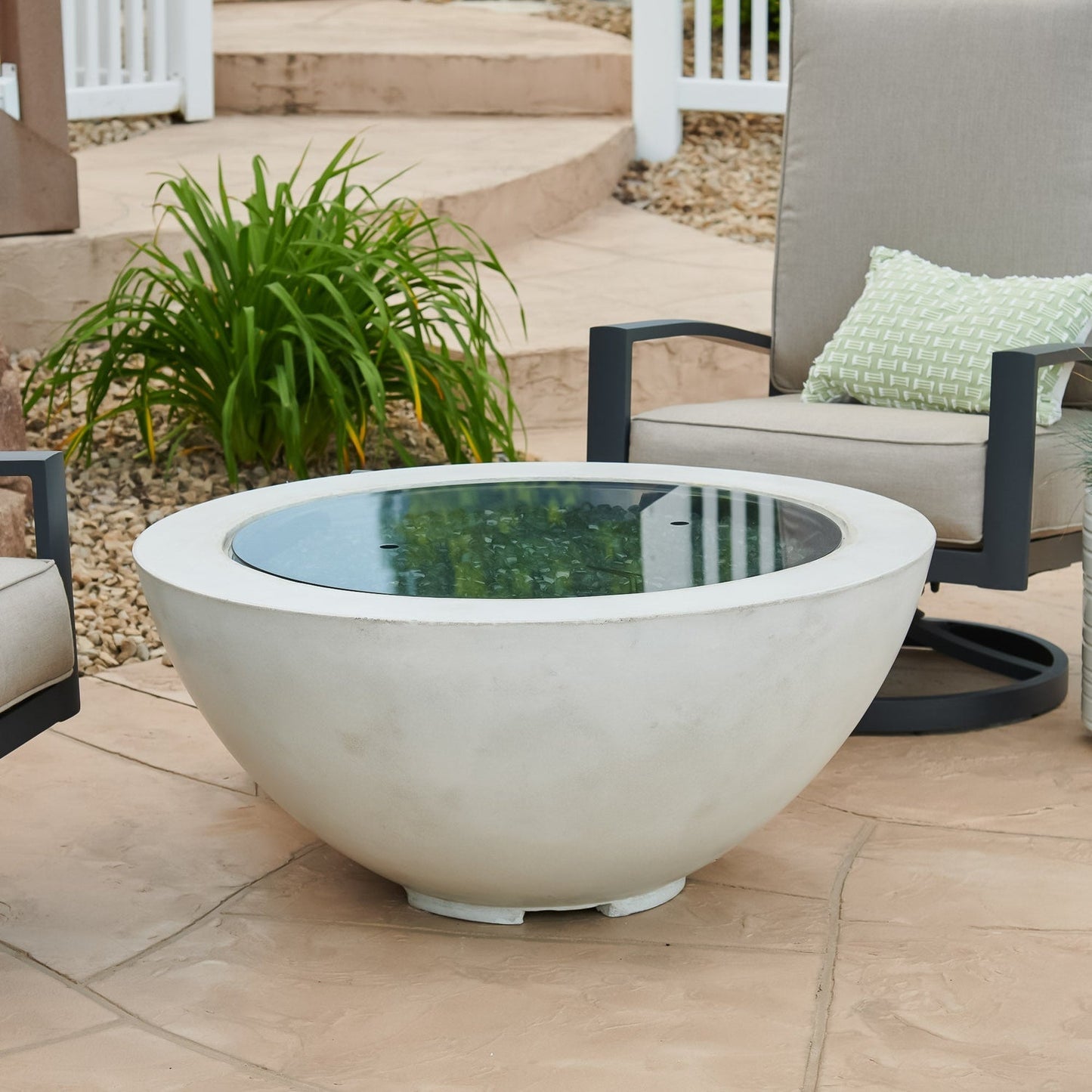 The Outdoor GreatRoom Company Cove 42" White Round Gas Fire Pit Bowl