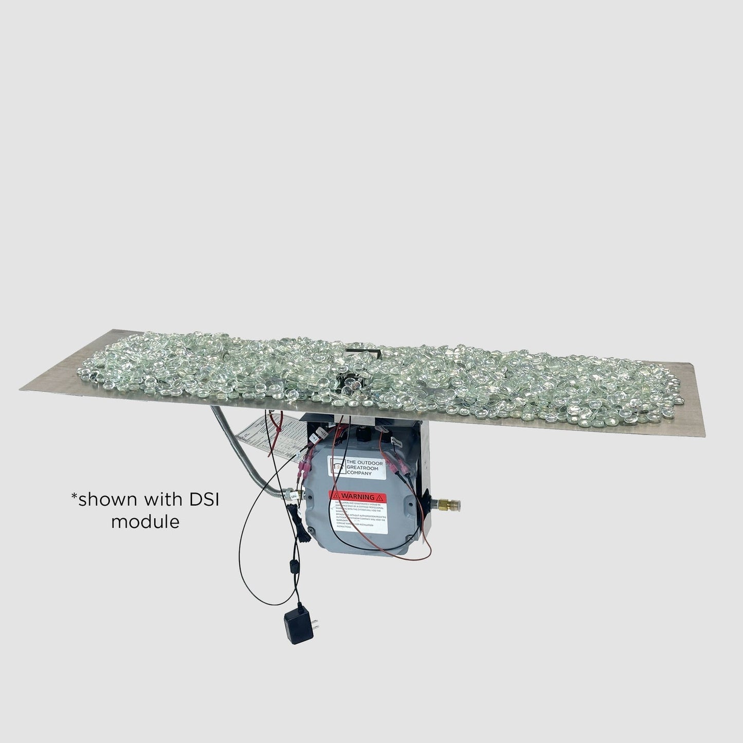 The Outdoor GreatRoom Company Crystal Fire Plus 13.5" x 60" Linear Direct Spark Natural Gas Burner Plate