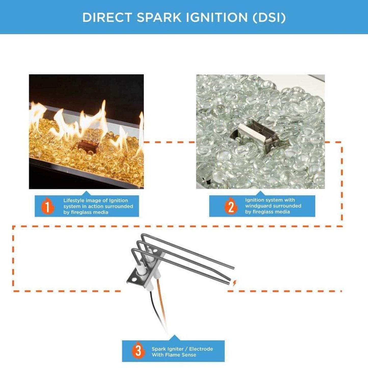 The Outdoor GreatRoom Company Crystal Fire Plus 13.5" x 24" Linear Manual Gas Burner Plate