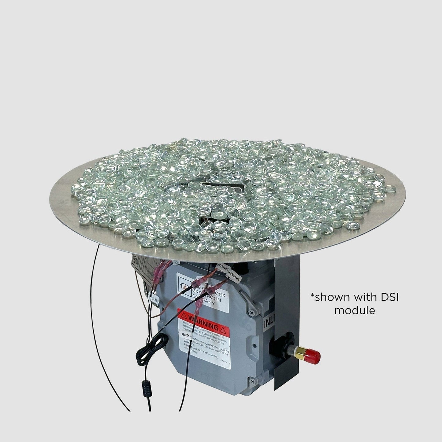 The Outdoor GreatRoom Company Crystal Fire Plus 20" Round Direct Spark LPG Gas Burner Insert and Plate Kit