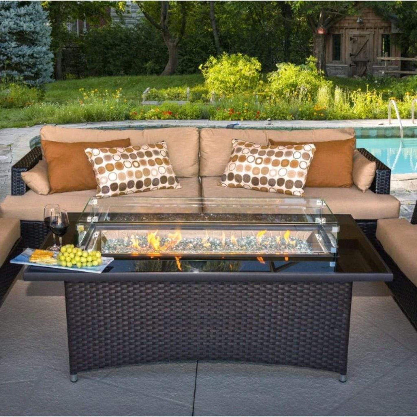 The Outdoor GreatRoom Company Montego 59" Balsam Linear Gas Fire Pit Table
