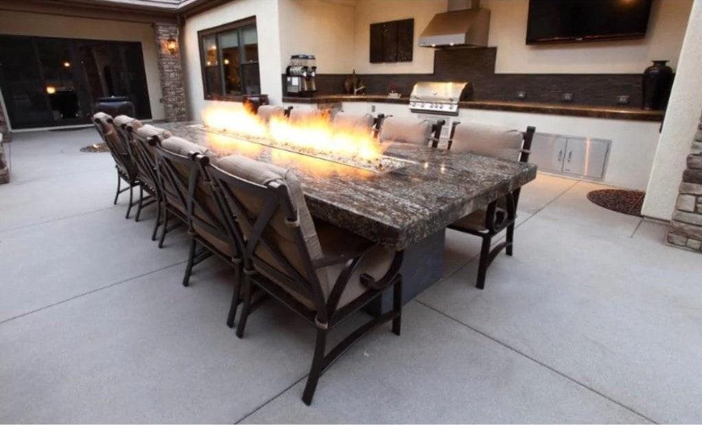 Laguna Wood Grain Concrete Fire Table by The Outdoor Plus - Free Cover Included