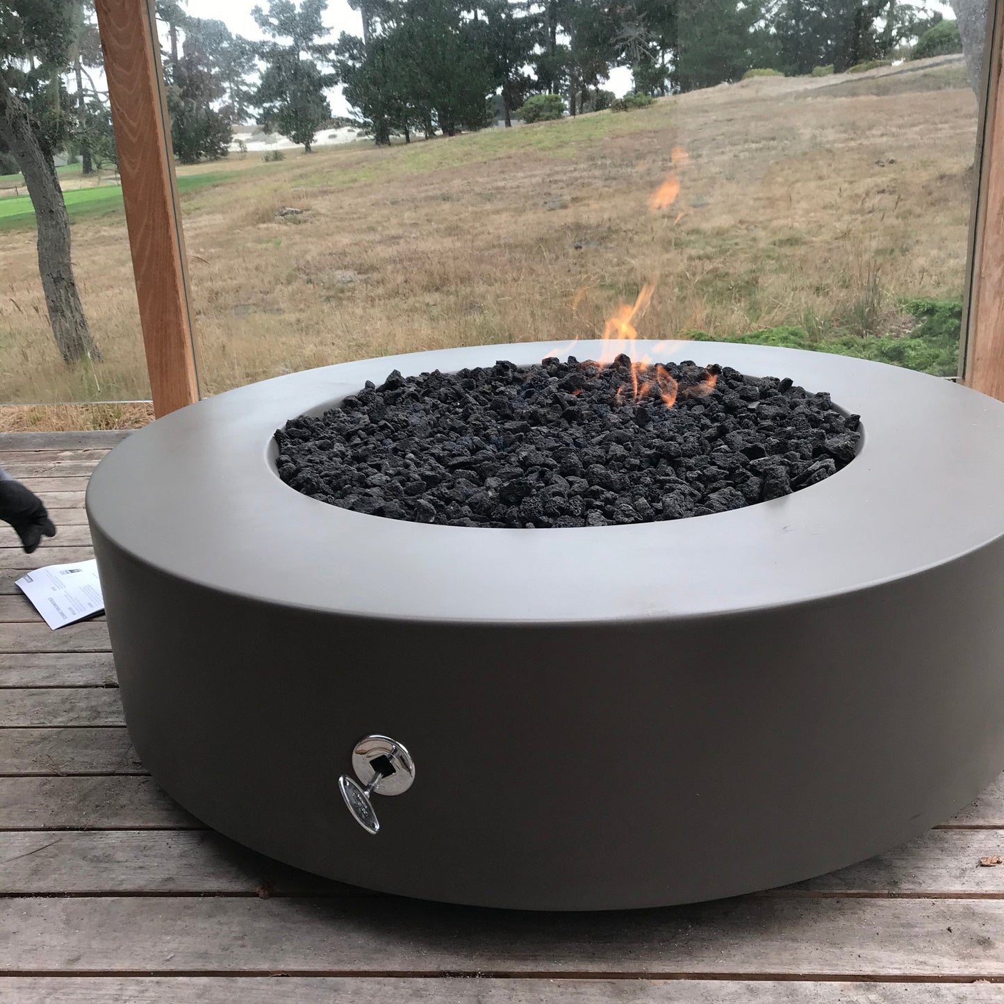 Florence Concrete Fire Pit 54" by The Outdoor Plus - Free Cover Included