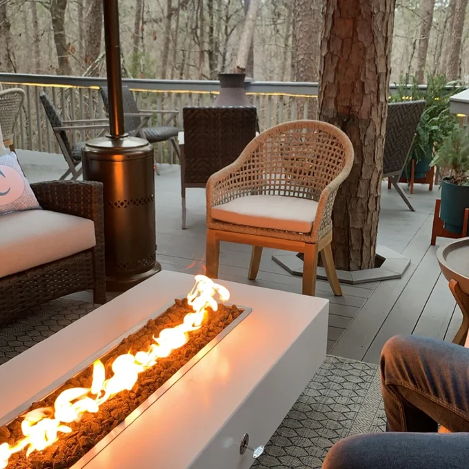 Cabo Linear Concrete Fire Pit by The Outdoor Plus - Free Cover Included