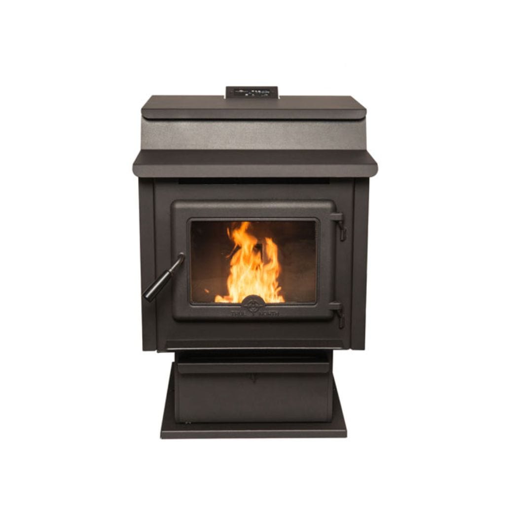 True North TN40 24" Black Vented Pellet Stove With Pedestal Base, EPA2020 Certified