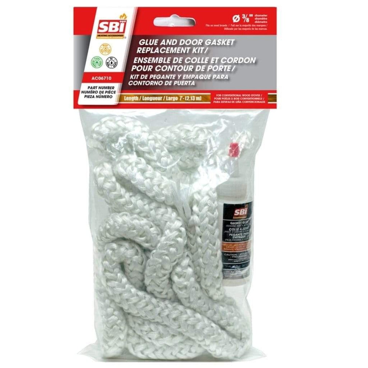 Valcourt Glue and 3/8" x 7' White Door Gasket Kit