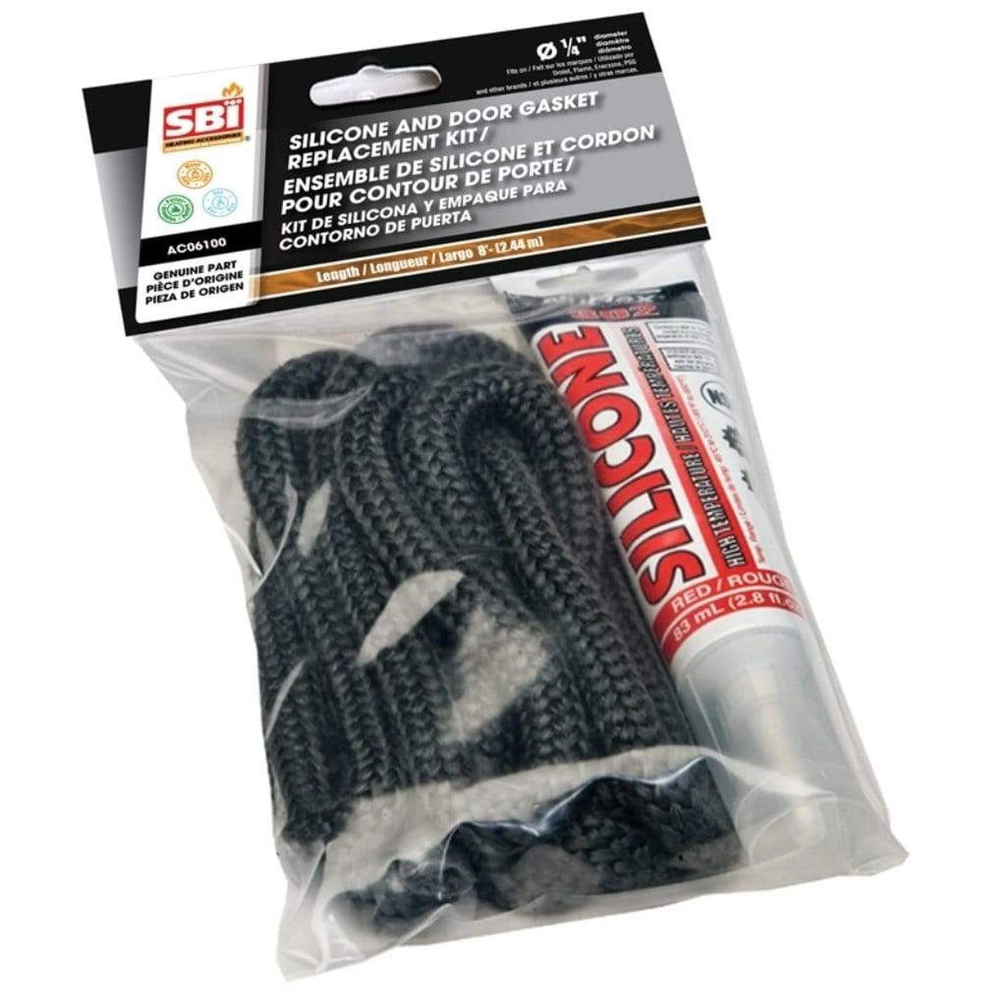 Valcourt Silicone and 1/4" x 1/2" x 8' Black Door Gasket Kit