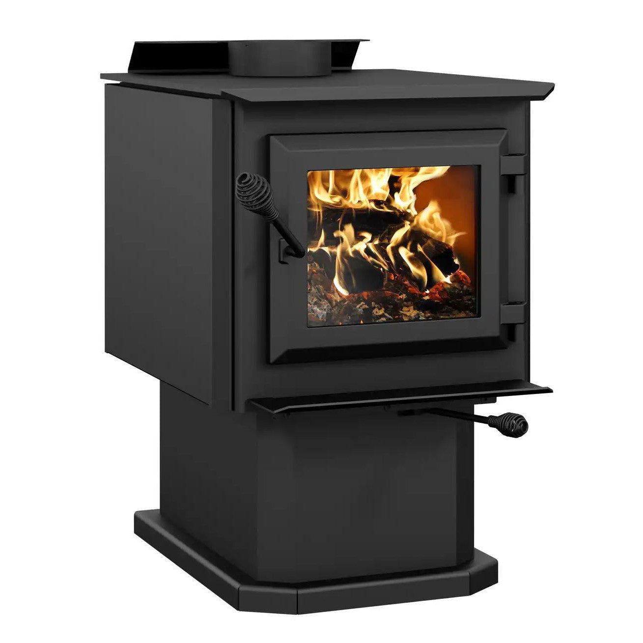 Ventis HES140 20" Black Wood Burning Small Stove With Pedestal, EPA2020 Certified
