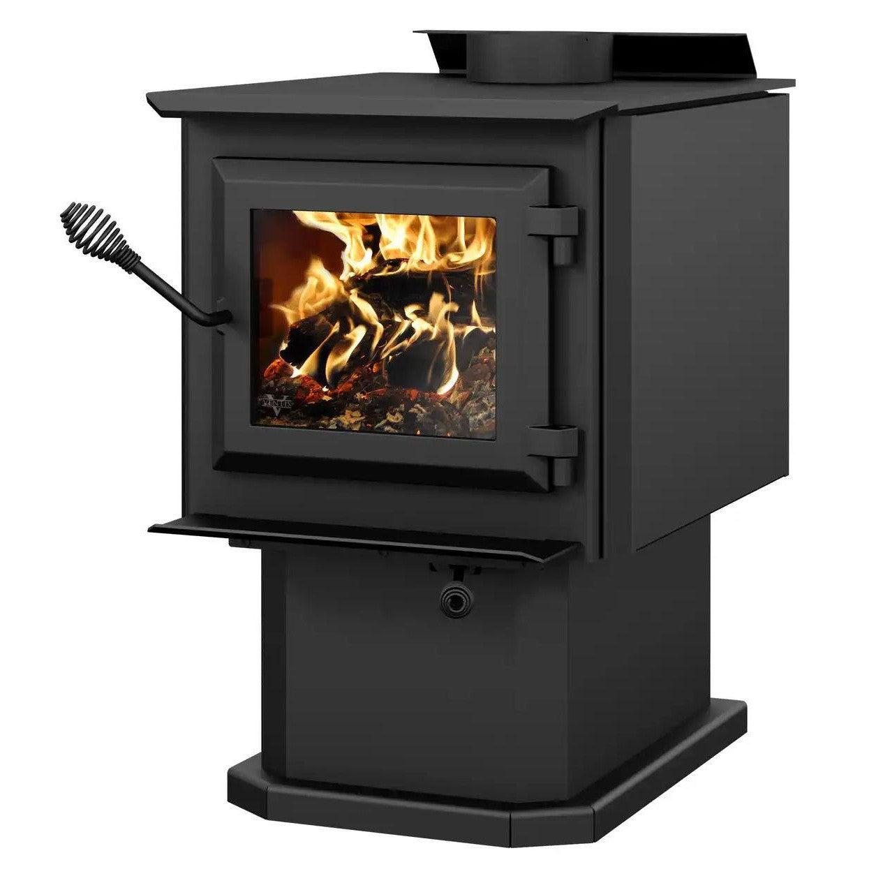 Ventis HES140 20" Black Wood Burning Small Stove With Pedestal, EPA2020 Certified