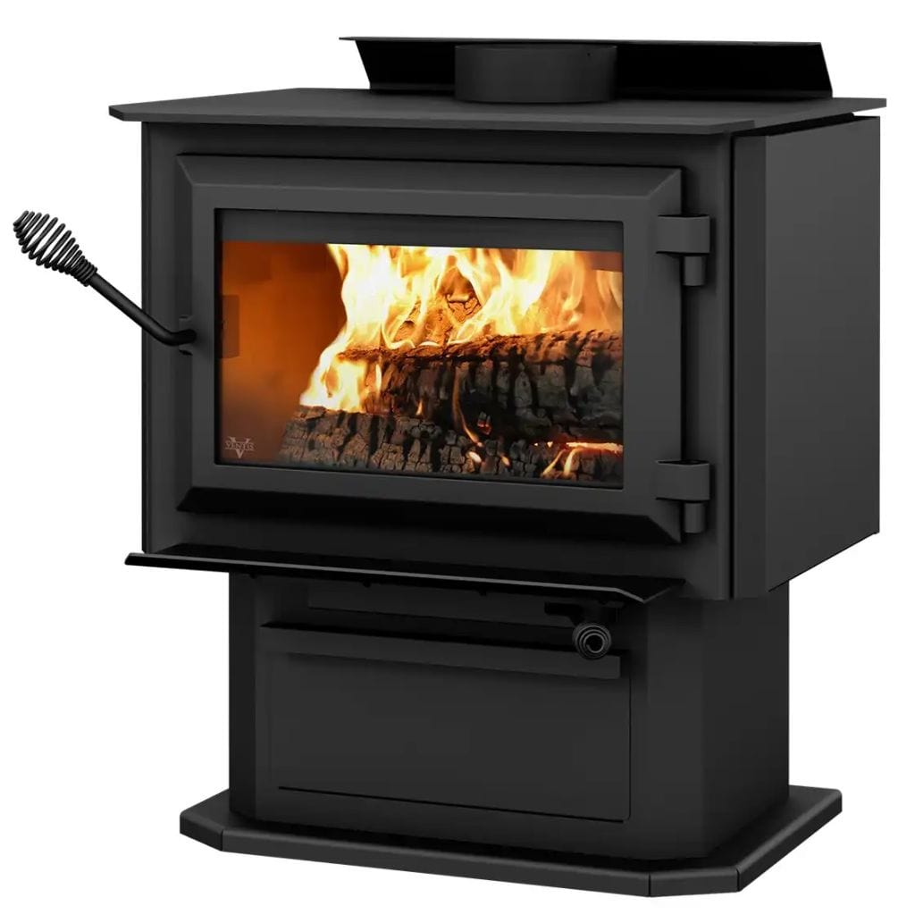 Ventis HES170 25" Black Wood Burning Medium Stove With Pedestal, EPA2020 Certified