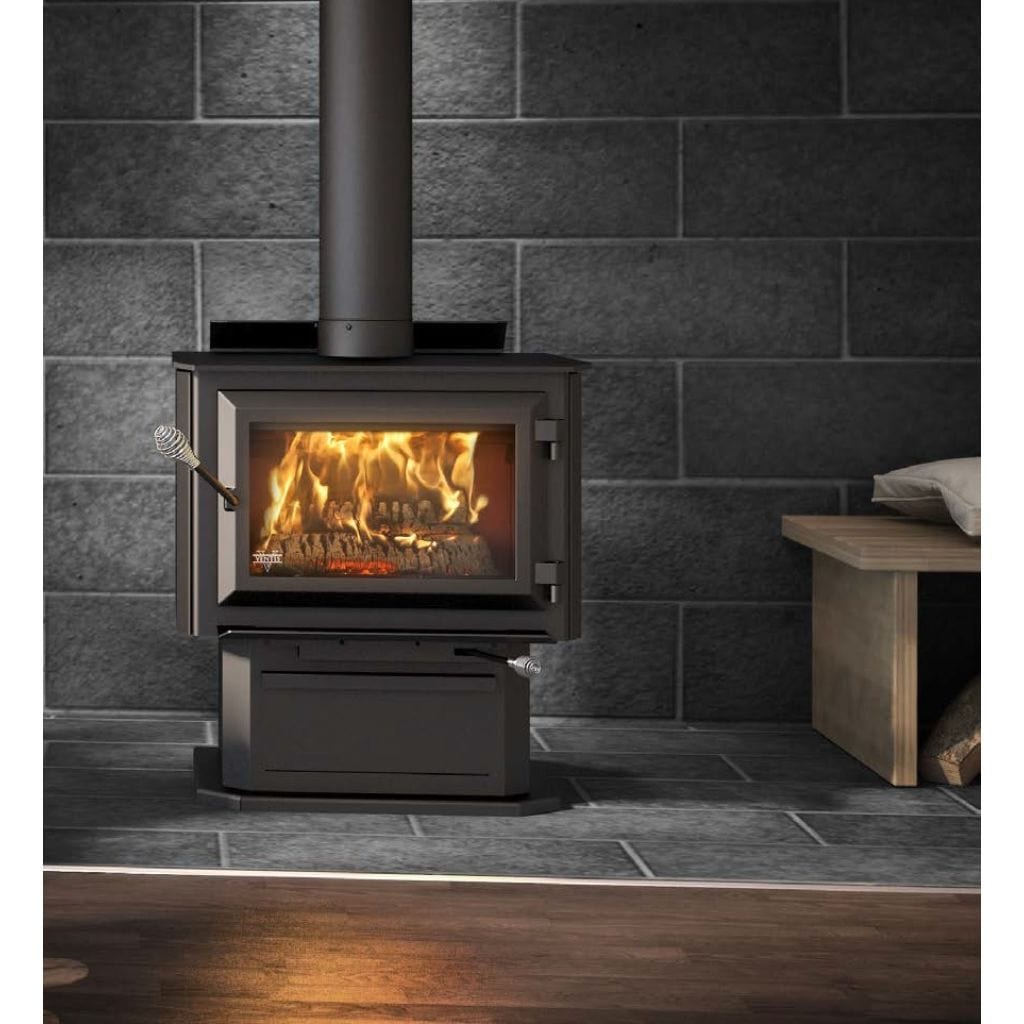 Ventis HES170 25" Black Wood Burning Medium Stove With Pedestal, EPA2020 Certified