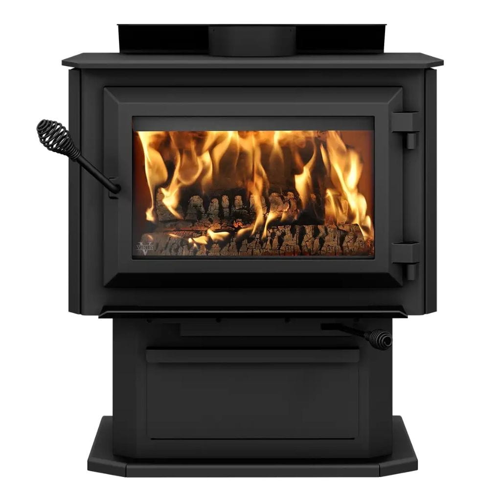 Ventis HES170 25" Black Wood Burning Medium Stove With Pedestal, EPA2020 Certified