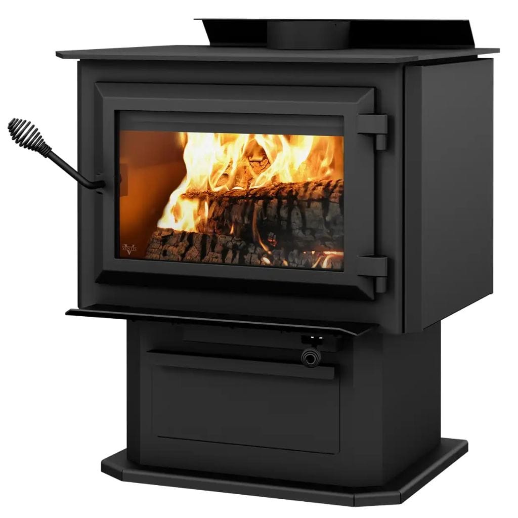 Ventis HES240 27" Black Wood Burning Large Stove With Pedestal, EPA2020 Certified