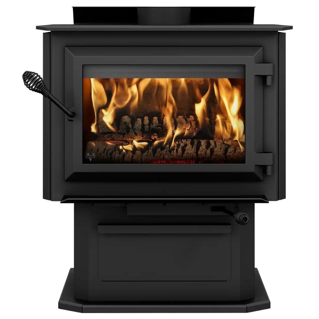 Ventis HES240 27" Black Wood Burning Large Stove With Pedestal, EPA2020 Certified