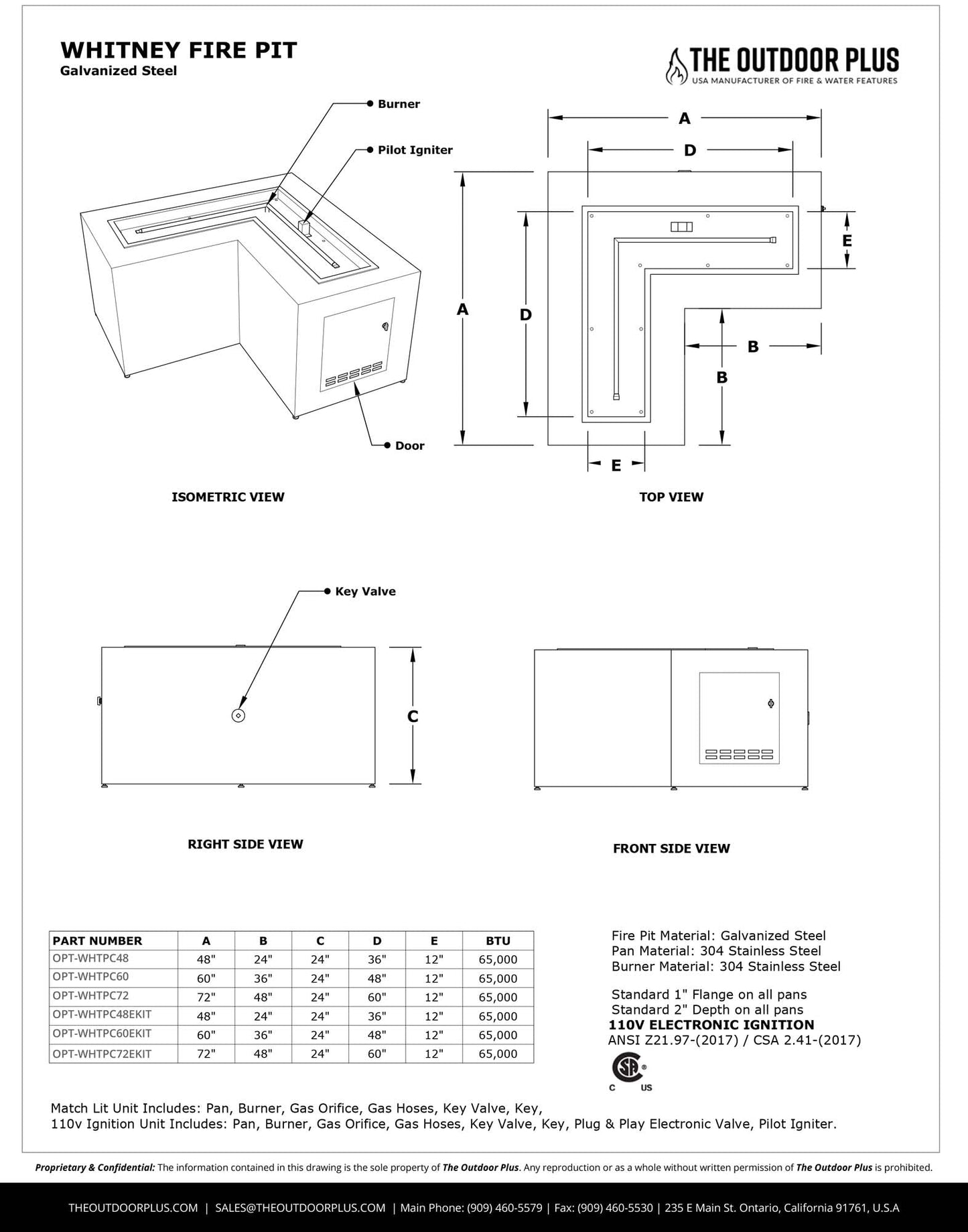 Whitney Steel Fire Pit by The Outdoor Plus - Free Cover Included
