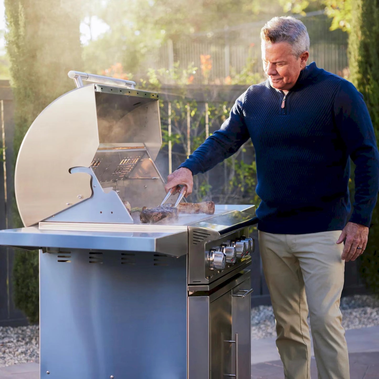 Blaze Grill Package - LTE PRO 32" 4-Burner Natural Gas Grill with Digital Temperature Screen and Rear Infrared Burner, and Grill Cart in Stainless Steel (AP2-4LTEPRO-NG)